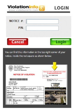 Violation Online Login Information