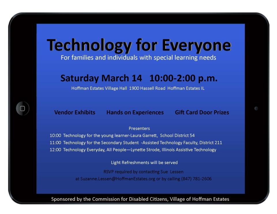 technology for everyone flyer - text on image same as calendar notice