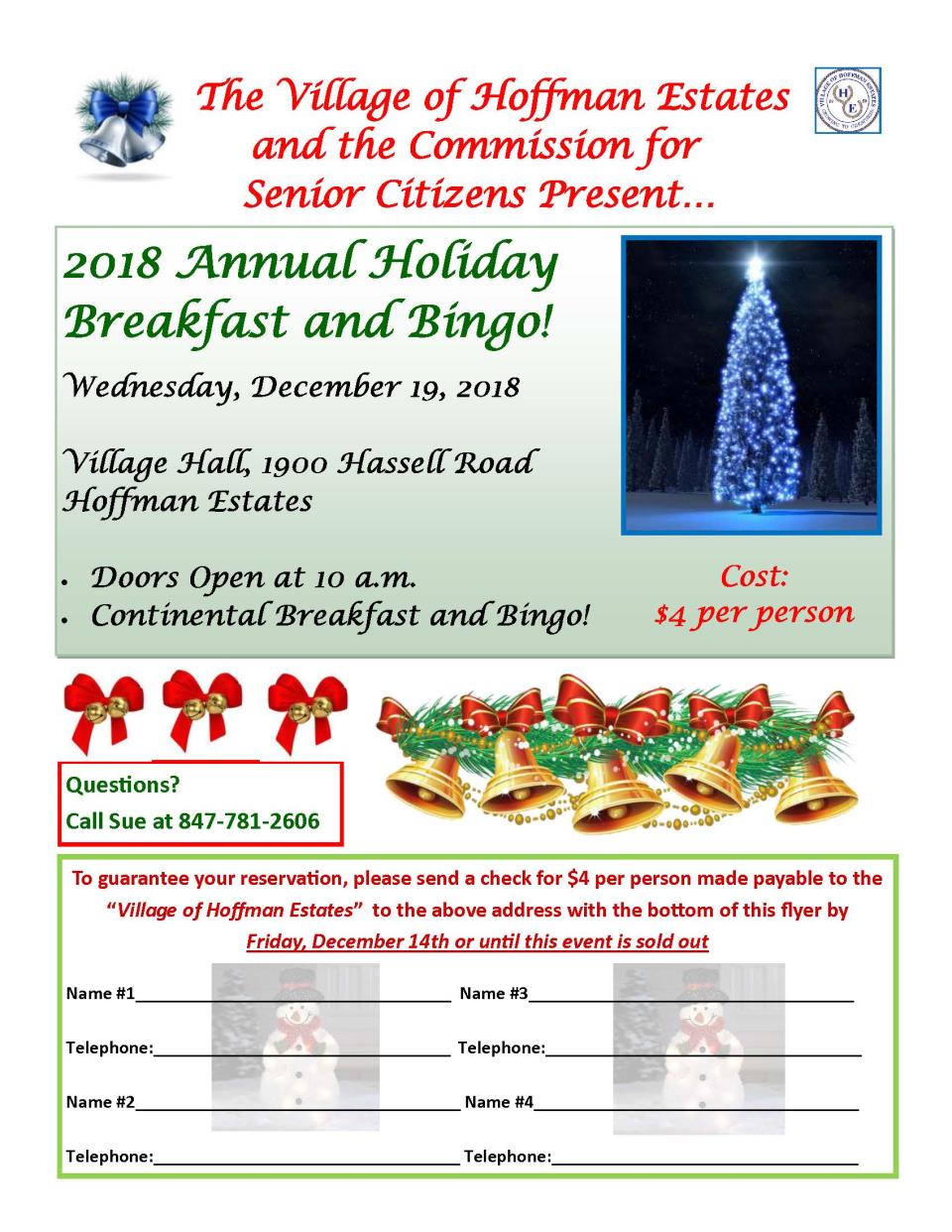 Holiday Breakfast and BINGO Flyer 2018